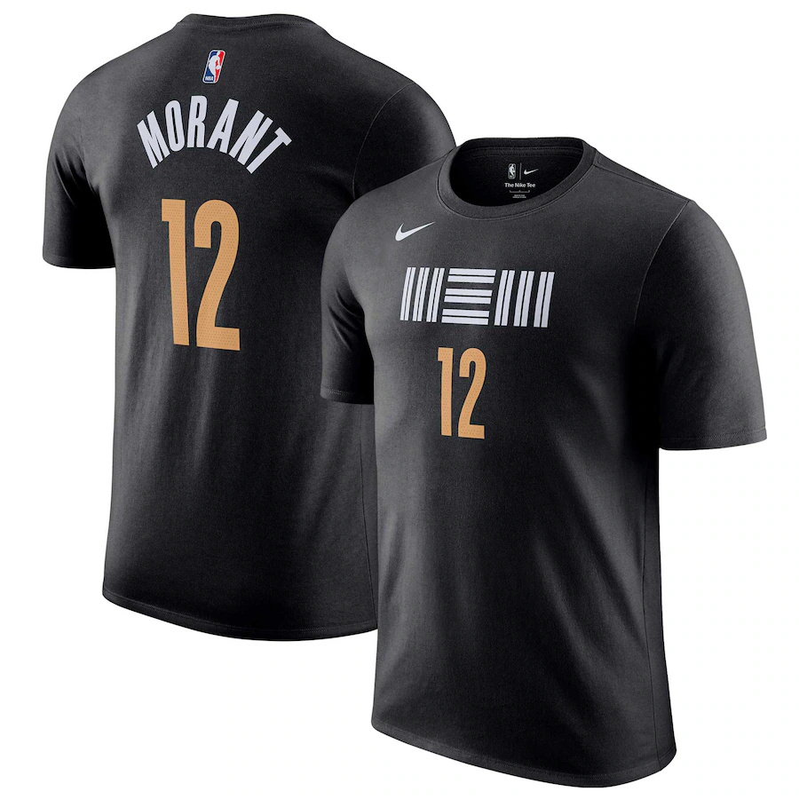 Men's Memphis Grizzlies #12 Ja Morant Black 2023/24 City Edition Name & Number T-Shirt